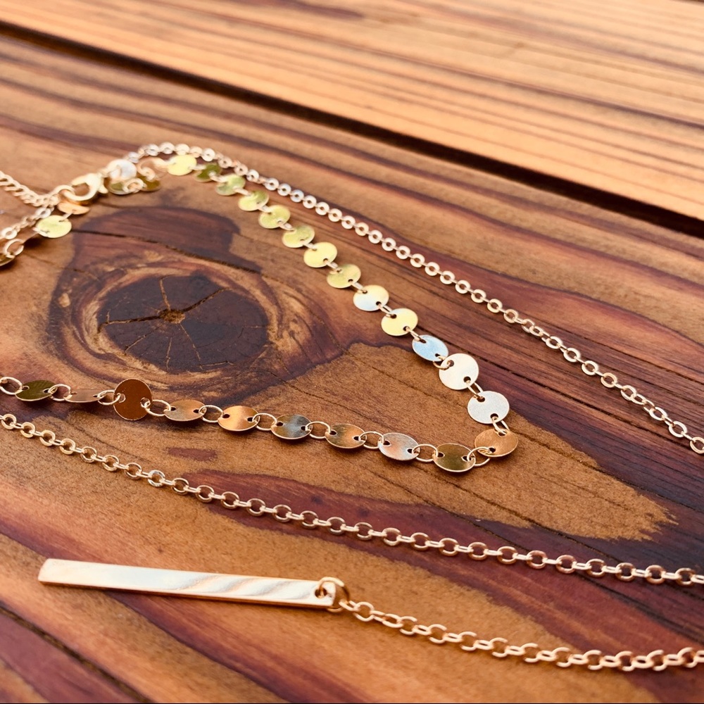 ✯ Alice Long Bar Choker Layered Necklace - Picture 8 of 9